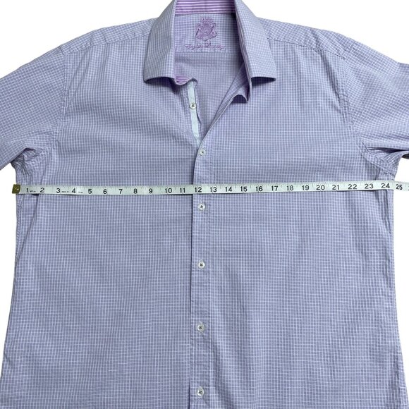 ENGLISH LAUNDRY DRESS SHIRT CHECK TEXTURED FLIP CUFF MENS SIZE 17.5 34/35 PURPLE - Picture 10 of 12